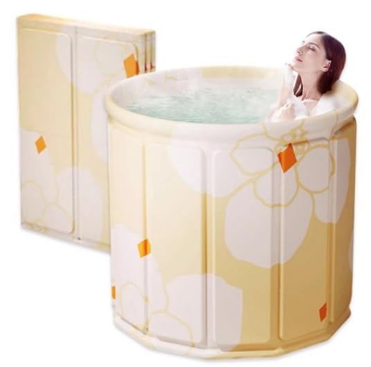 Yopple Bath tub for adult for bathroom Tub for Home SPA, Maintains Hot & Cold Temperature, Drainage Hole, Thickened Layer for Hot and ice bath tub for adults (Yellow Flower) - Image 1