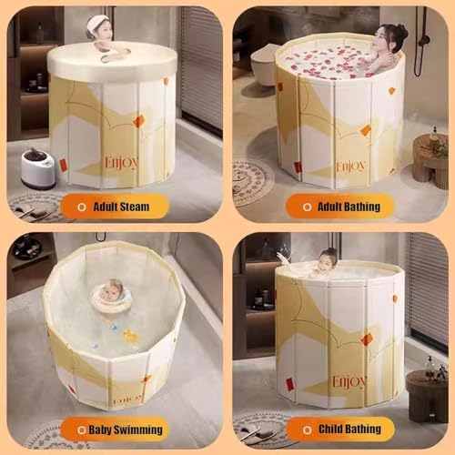 Yopple Bath tub for adult for bathroom Tub for Home SPA, Maintains Hot & Cold Temperature, Drainage Hole, Thickened Layer for Hot and ice bath tub for adults (Yellow Flower) - Image 2