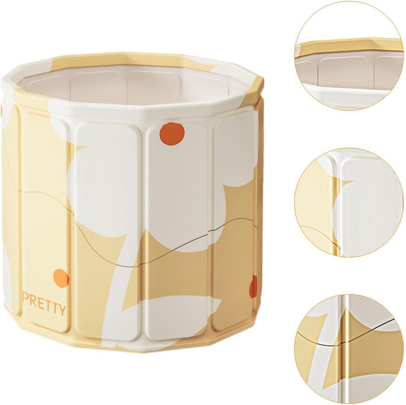 Yopple Bath tub for adult for bathroom Tub for Home SPA, Maintains Hot & Cold Temperature, Drainage Hole, Thickened Layer for Hot and ice bath tub for adults (Yellow Flower) - Image 3