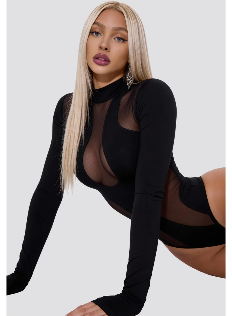 Bona Fide Valkiriya Black Valkiriya Long Sleeve Gym Bodysuit for Women for Women | Best Price UAE