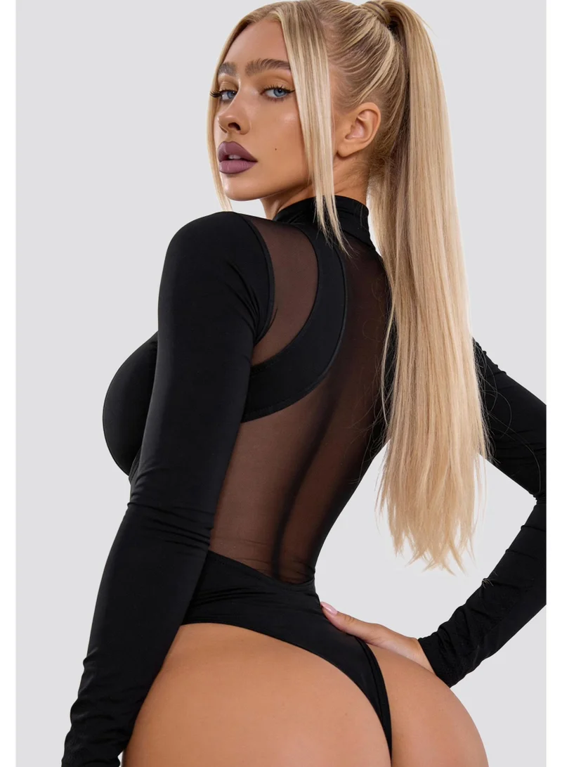 Bona Fide Valkiriya Black Valkiriya Long Sleeve Gym Bodysuit for Women for Women | Best Price UAE