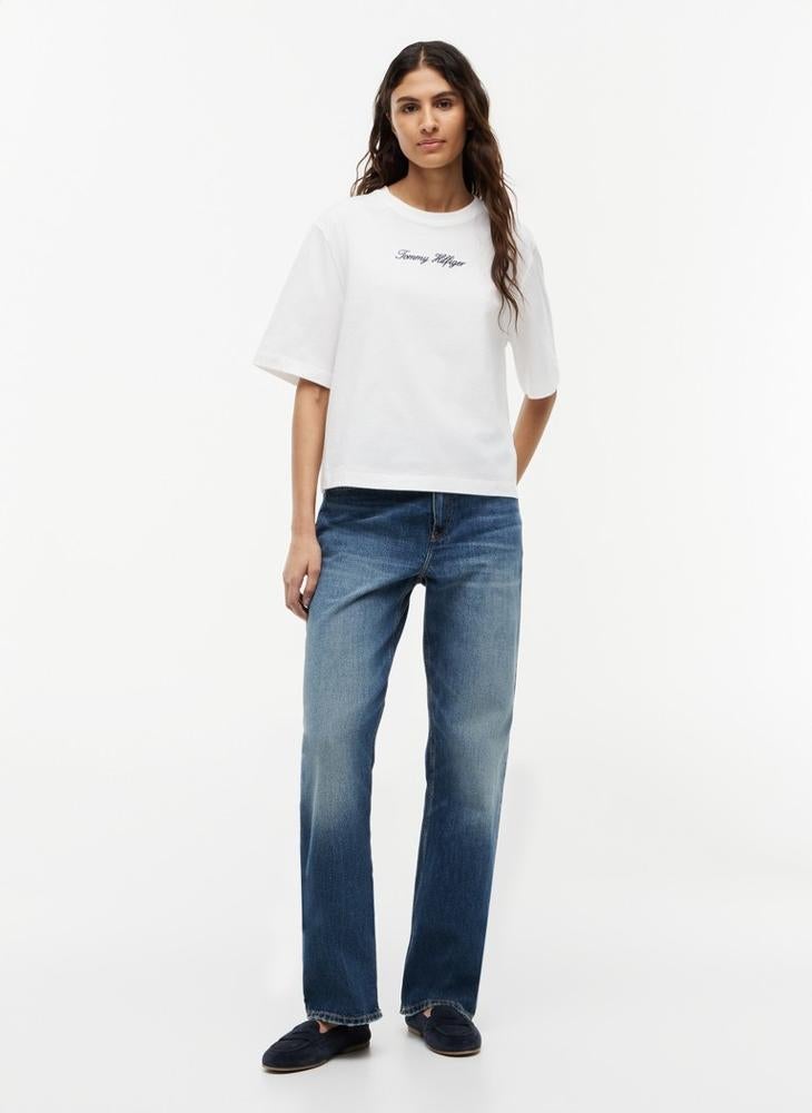 TOMMY HILFIGER Logo Embroidery Relaxed Crew Neck T-Shirt - Image 4