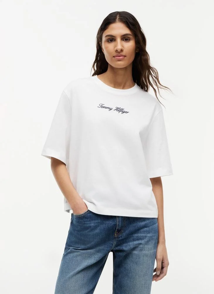 Tommy Hilfiger Logo Embroidery Relaxed Crew Neck T-Shirt
