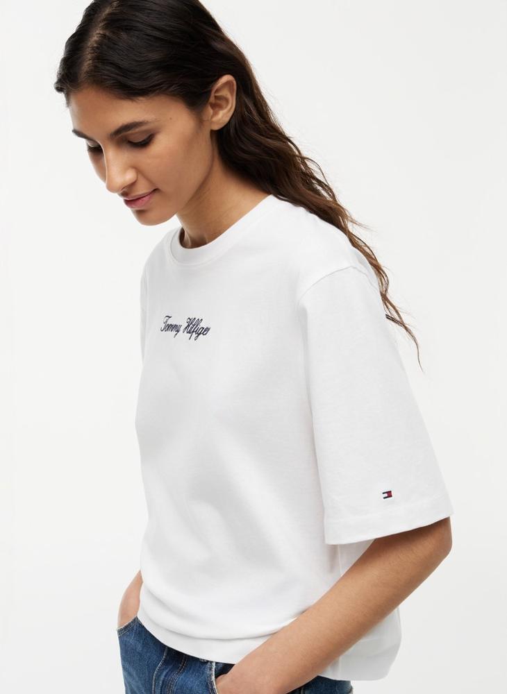 TOMMY HILFIGER Logo Embroidery Relaxed Crew Neck T-Shirt - Image 3