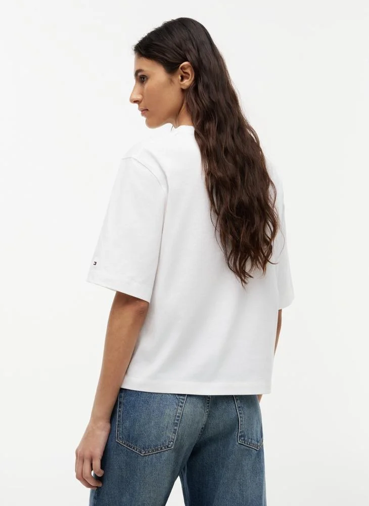 Tommy Hilfiger Logo Embroidery Relaxed Crew Neck T-Shirt