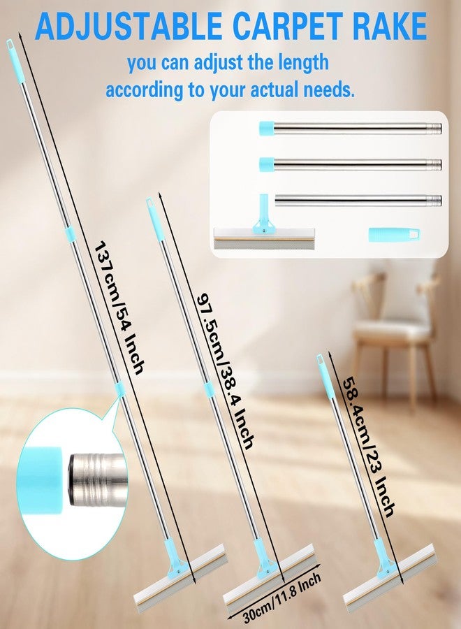 VWAERR Carpet Rake for Pet Hair Remover, 54 Inch Adjustable Long Handle Pet & Human Hair Remover Tool Silicone Carpet Broom with 1 Lint Brush for Mats, Carpets, Couch and Furniture - Image 2