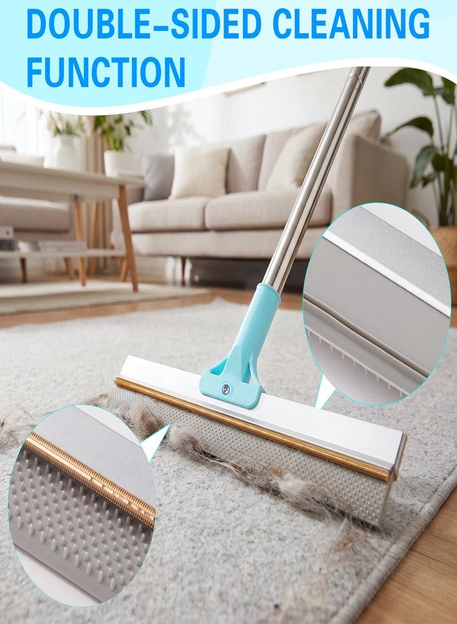 VWAERR Carpet Rake for Pet Hair Remover, 54 Inch Adjustable Long Handle Pet & Human Hair Remover Tool Silicone Carpet Broom with 1 Lint Brush for Mats, Carpets, Couch and Furniture - Image 3
