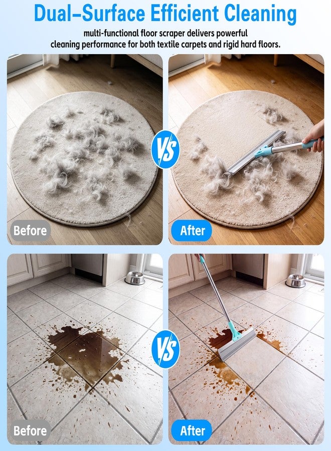 VWAERR Carpet Rake for Pet Hair Remover, 54 Inch Adjustable Long Handle Pet & Human Hair Remover Tool Silicone Carpet Broom with 1 Lint Brush for Mats, Carpets, Couch and Furniture - Image 4