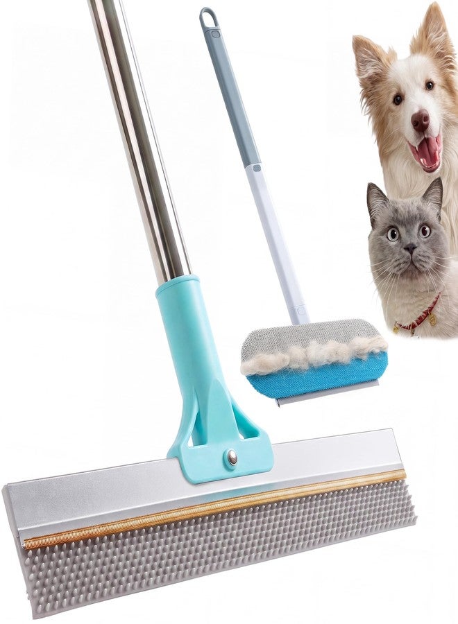 VWAERR Carpet Rake for Pet Hair Remover, 54 Inch Adjustable Long Handle Pet & Human Hair Remover Tool Silicone Carpet Broom with 1 Lint Brush for Mats, Carpets, Couch and Furniture - Image 1
