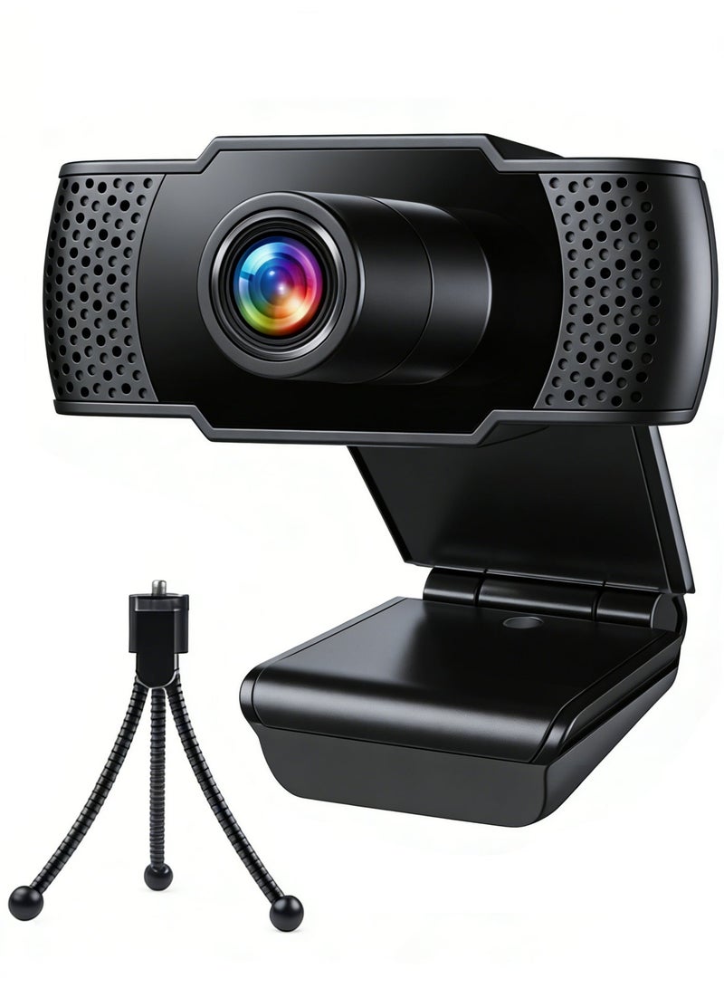 BOAE Web Cameras for Computers, 1080P USB Webcam with Microphone for PC/Laptop/Desktop/Video Calling/Conferencing Full HD 1080p Noise Reduction Digital Mic - Black - Image 1