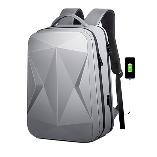 TOURTIER Hard shell Business Travel Laptop Backpack with USB Charging Port Daypack for Men Women (DESIGN-1, SILVER-1) - Image 1