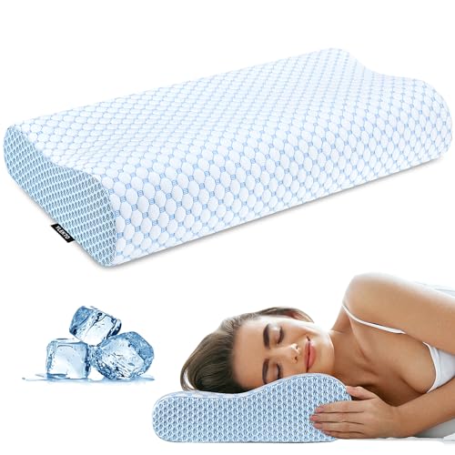Cervical Pillow for Neck Pain Relief Contour Memory Foam Pillows for Sleeping Odorless Ergonomic Pillow Adjustable Orthopedic Cooling Pillow Bed Pillow Neck Support for Side Back Stomach Sleepers