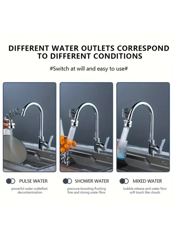Retractable Kitchen Faucet 3 Level Spray 360 Degree Electroplating ABS Water Saving Extender - Image 2