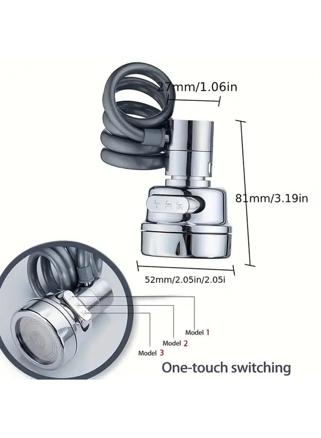 Retractable Kitchen Faucet 3 Level Spray 360 Degree Electroplating ABS Water Saving Extender - Image 3