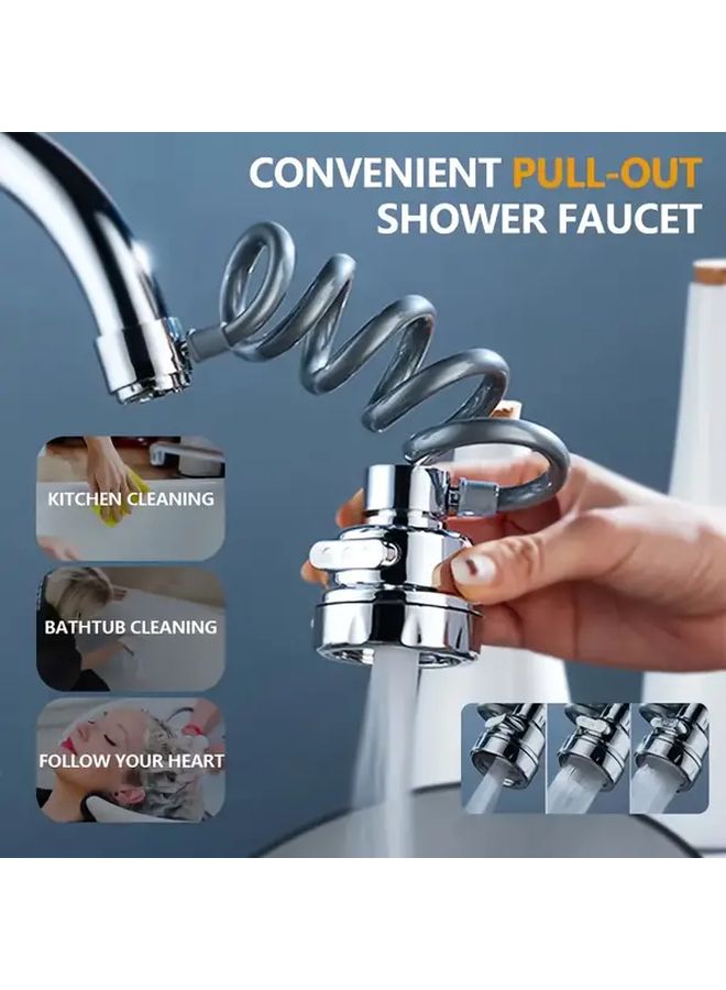 Retractable Kitchen Faucet 3 Level Spray 360 Degree Electroplating ABS Water Saving Extender - Image 1