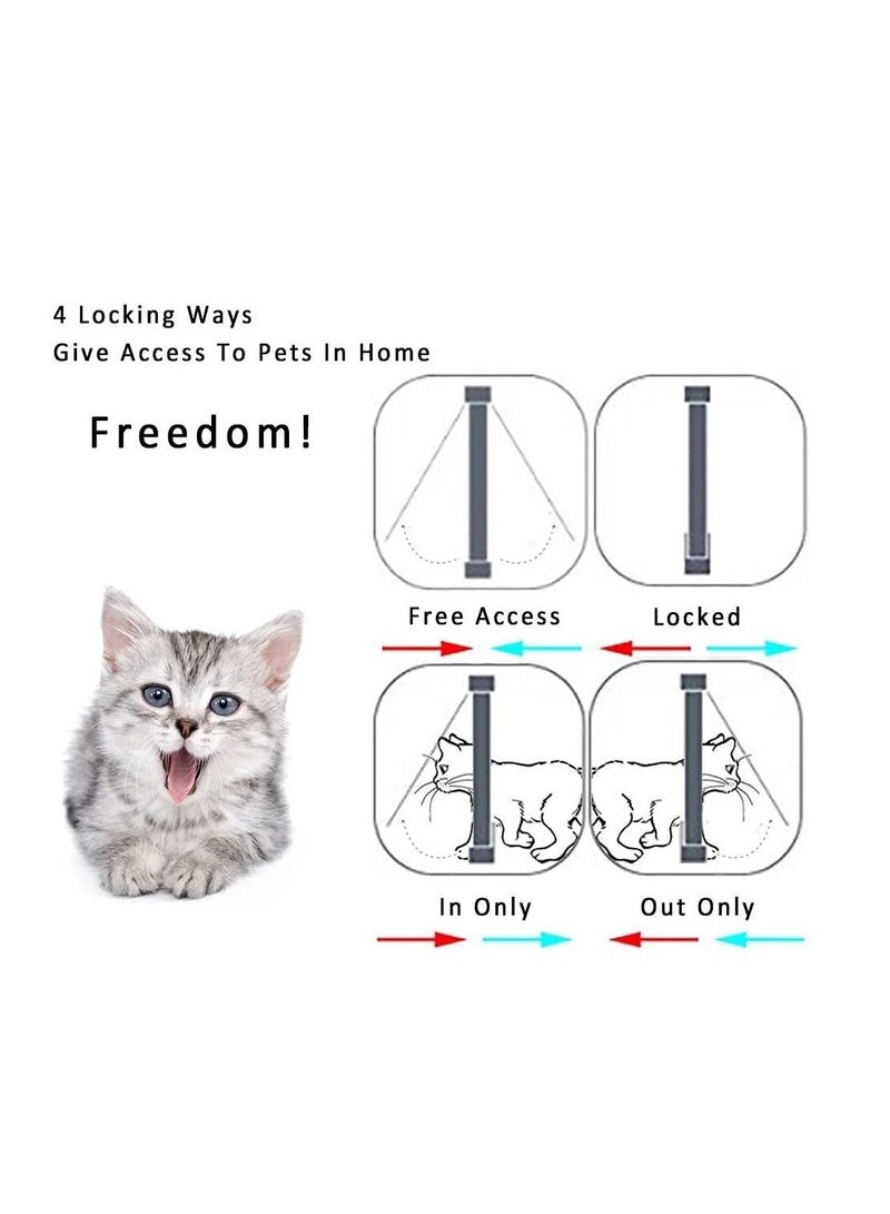 متوسطة قطة فلاف باب مع قفل 4 طرق ، مجموعة باب الحيوانات الأليفة المغناطيسية للأبواب الداخلية الخارجية ، مقاومة للأحوال الجوية ABS قطة فلاف للقطط الكلاب الصغيرة ، تركيب سهل مع عمق النفق القابل للتعديل (بني) - Image 5