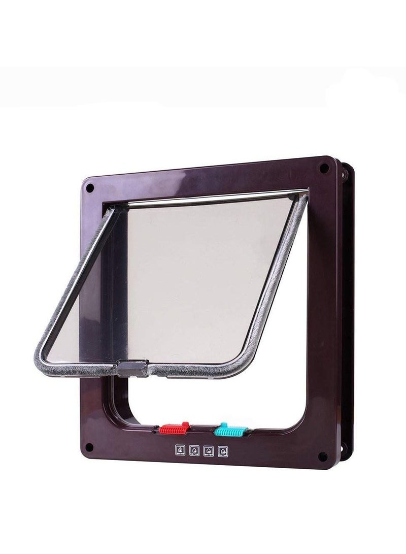 متوسطة قطة فلاف باب مع قفل 4 طرق ، مجموعة باب الحيوانات الأليفة المغناطيسية للأبواب الداخلية الخارجية ، مقاومة للأحوال الجوية ABS قطة فلاف للقطط الكلاب الصغيرة ، تركيب سهل مع عمق النفق القابل للتعديل (بني) - Image 4