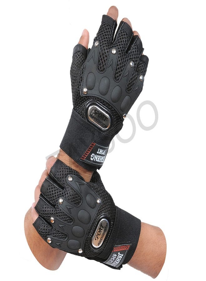 ZaySoo Mesh Gym Gloves for Professional Weightlifting, Fitness Training and Workout | with Half-Finger Length, Wrist Wrap for Protection | and Tactical Thumb (Black, M) - Image 4
