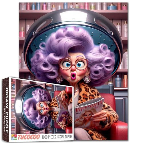 Tucocoo Old Lady Jigsaw Puzzles Old Woman 1000 Pieces for Adult Grandma Intellectual Decompressing Fun Family Game Challenging for Family Friend Game 197 x 276 Inch - Image 1