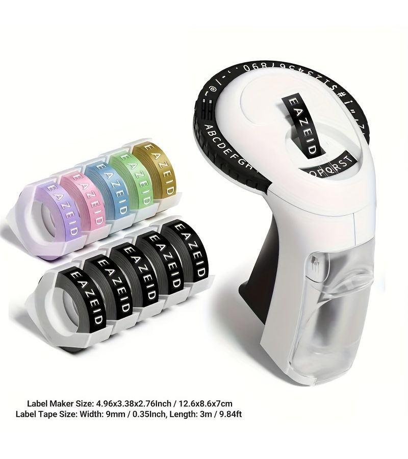 Omega S Vintage Black And White Embossing Label Maker Machine With Tapes Portable Retro Manual Embossed Labeler Old School Handheld Label Printer For Home Office School - Image 1