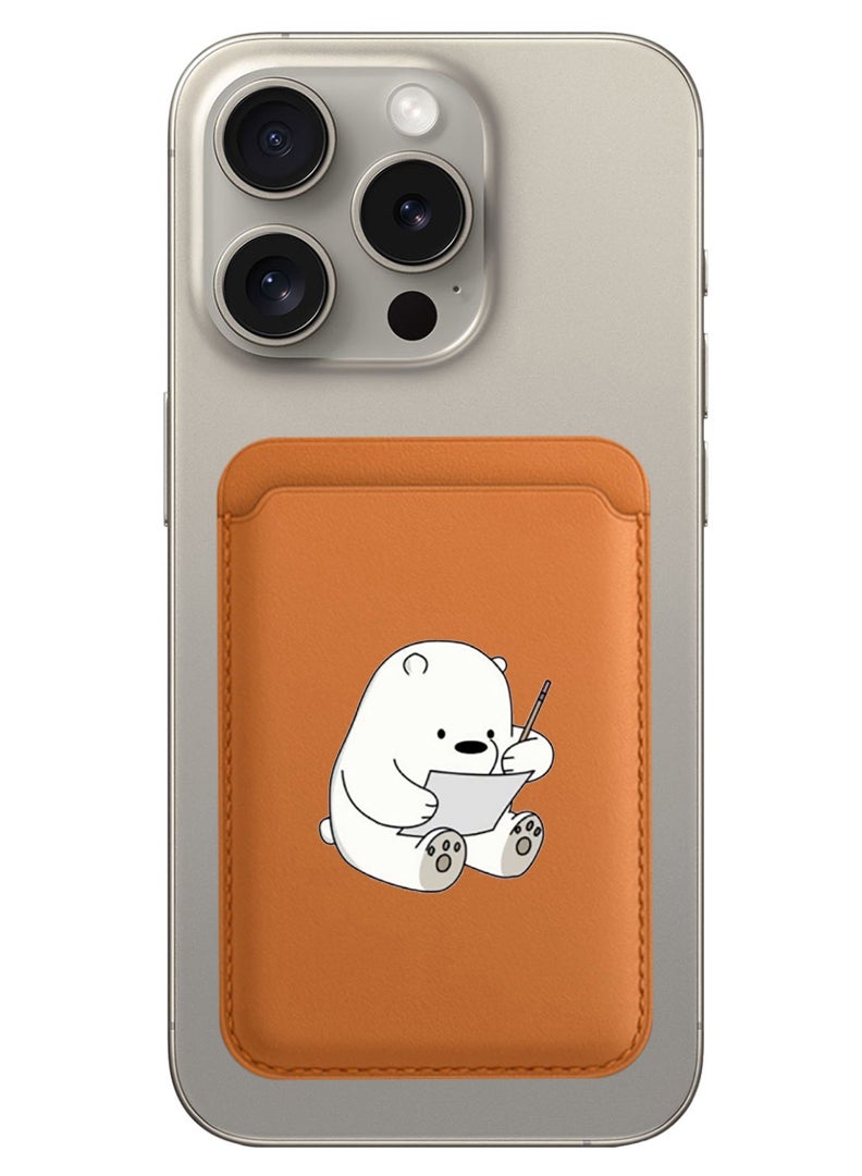 Theodor Magnetic Wallet, Compatible with MagSafe Wallet, for iPhone Wallet, for iPhone 16/15/14/13/12 Series, Not for iPhone 13/12 mini, 3 Card Holder, Vegan Leather, Brown - Panda writing - Image 1