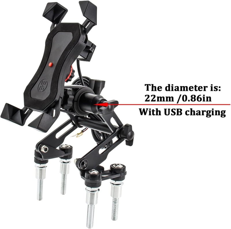 QASULER Motorcycle Phone Holder with USB Set B - Image 2