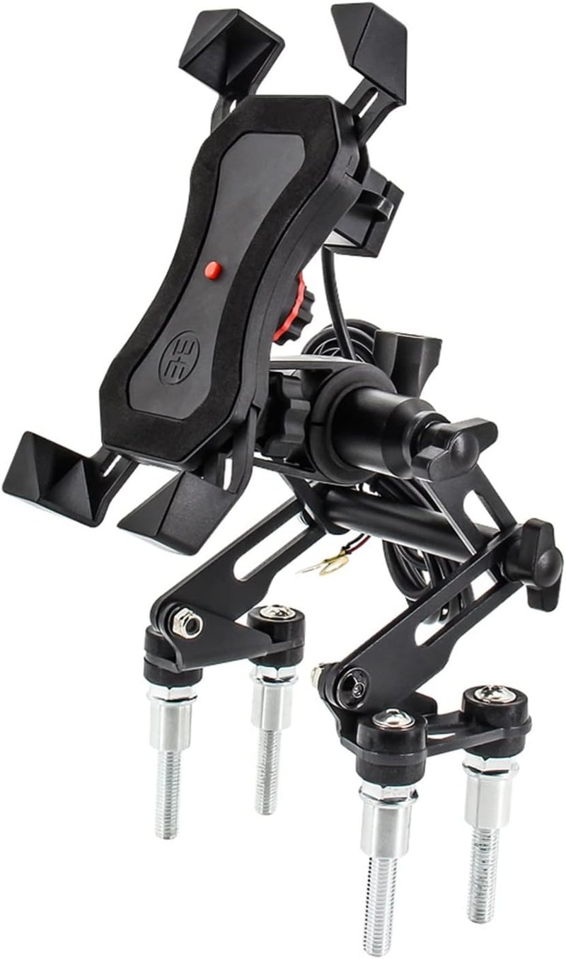 QASULER Motorcycle Phone Holder with USB Set B - Image 1