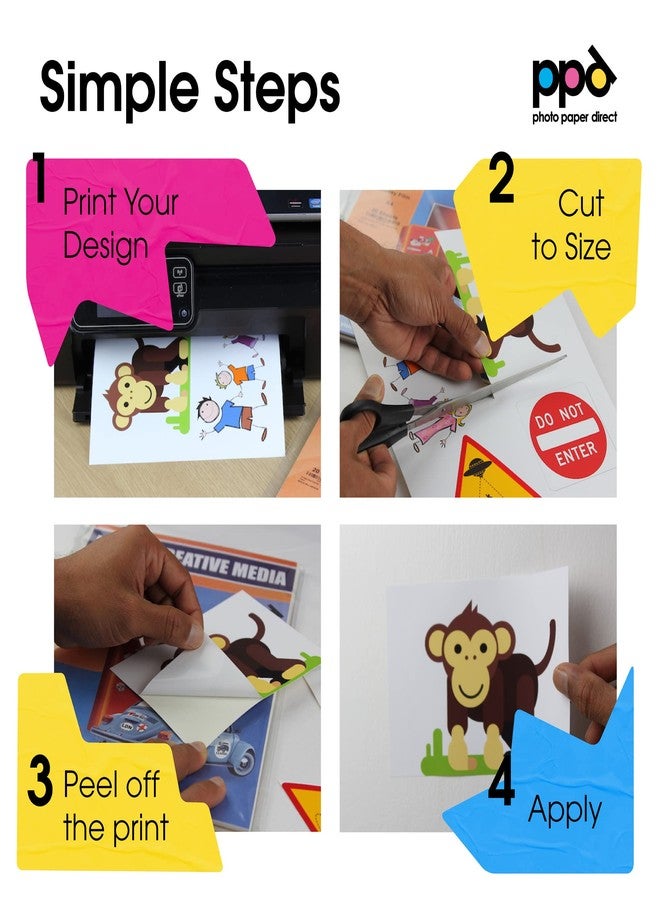 PPD Premium Printable Vinyl Sticker Paper for Inkjet Printer - 10 Sheets Matt Sticker Paper 8.5 x 11 - Self-Adhesive, Waterproof, Tear Resistant, Instant Dry - PPD-38-10 - Image 3