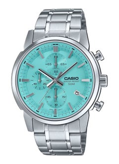 CASIO MTP-E510D-2AV Turquoise  Dial Sporty Chronograph Design Stainless steel Mens Watch