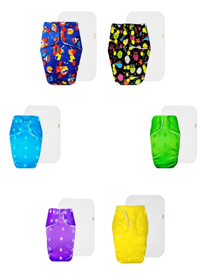 Dumbledo Premium Cloth Diaper with Cotton Insert (Pack of 6) | Soft & Gentle | Reusable & Washable | Travel Friendly | Worry-Free Diapering | 3 Months - 3 Years | Unisex Baby - Image 1