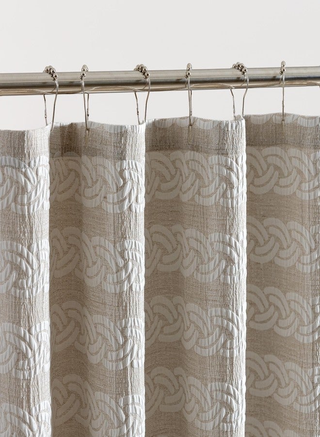 SLEEP ZONE Geometric Jacquard Shower Curtain, Textured Fabric Shower Curtains Arch Curtain for Modern Home Decorations Bathroom, 72" × 72" Beige Arch - Image 2