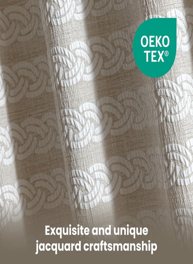 SLEEP ZONE Geometric Jacquard Shower Curtain, Textured Fabric Shower Curtains Arch Curtain for Modern Home Decorations Bathroom, 72" × 72" Beige Arch - Image 3