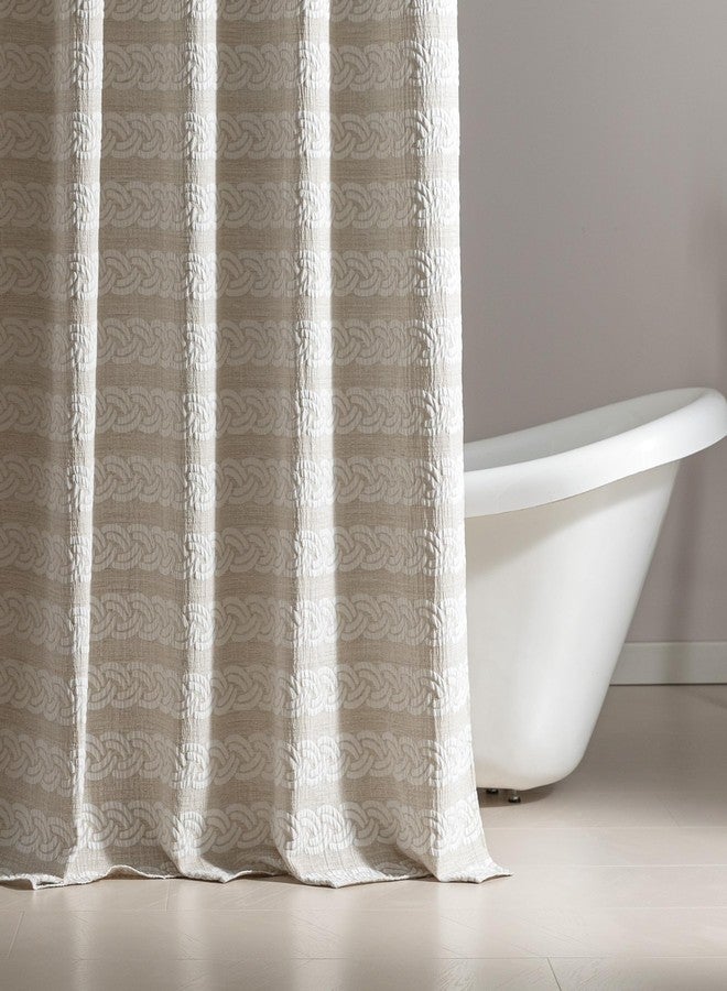 SLEEP ZONE Geometric Jacquard Shower Curtain, Textured Fabric Shower Curtains Arch Curtain for Modern Home Decorations Bathroom, 72" × 72" Beige Arch - Image 1