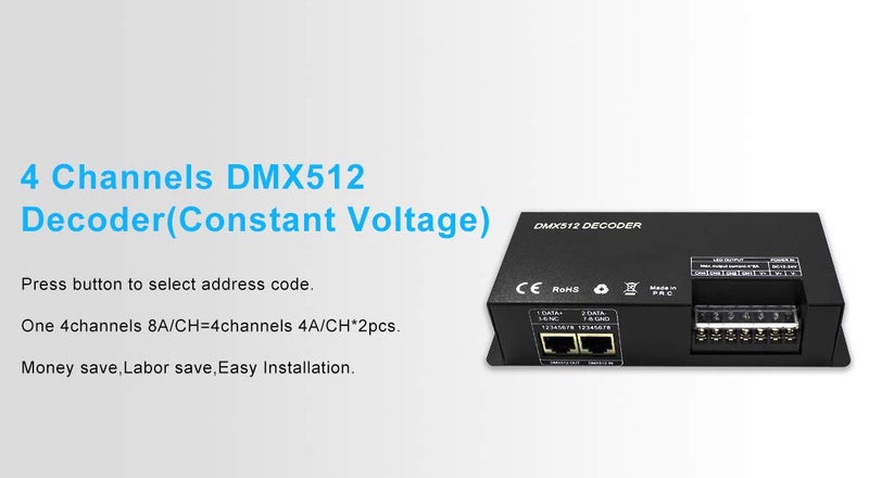 Amki High Power Dmx Led Controller Led DMX 512 Decoder Dimmer Driver DC12V-24V for led rgb strip or lights (4 Channel) - Image 5