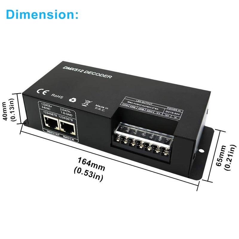Amki High Power Dmx Led Controller Led DMX 512 Decoder Dimmer Driver DC12V-24V for led rgb strip or lights (4 Channel) - Image 4