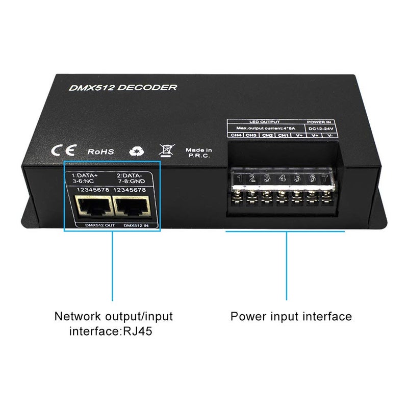 Amki High Power Dmx Led Controller Led DMX 512 Decoder Dimmer Driver DC12V-24V for led rgb strip or lights (4 Channel) - Image 3