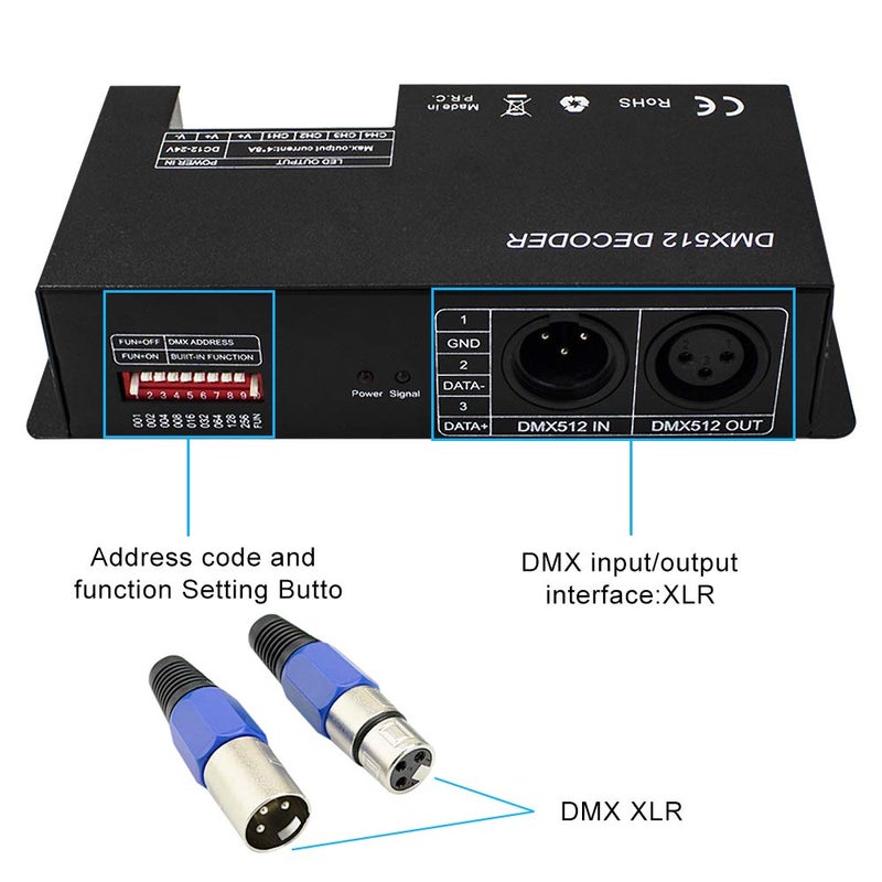 Amki High Power Dmx Led Controller Led DMX 512 Decoder Dimmer Driver DC12V-24V for led rgb strip or lights (4 Channel) - Image 2