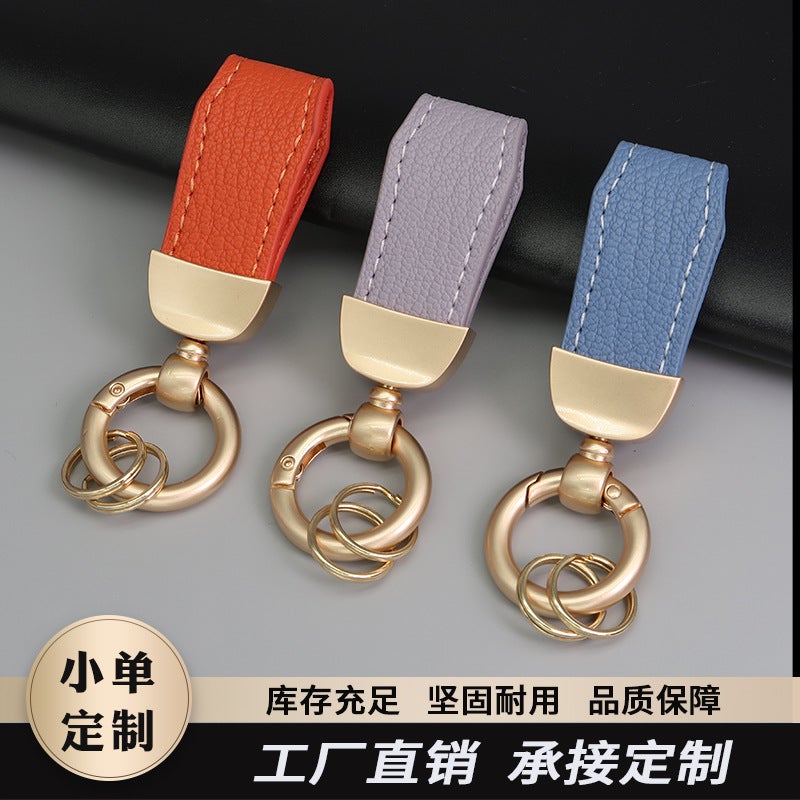 French Style Short Lamb Pattern Keychain Electroplated Pearl Gold Fashion Brand Car Key Chain Cute Leather Rope Couple Hanging Ornaments - Image 2