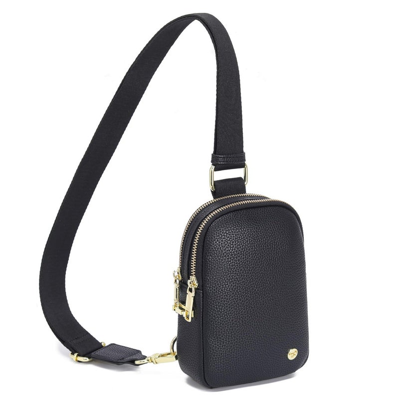 Travel Small Sling Bag Leather Crossbody Bags for Women Fanny Packs Cross Body Bag for Woman Cross Body Purses(Black Anti Theft) - Image 1