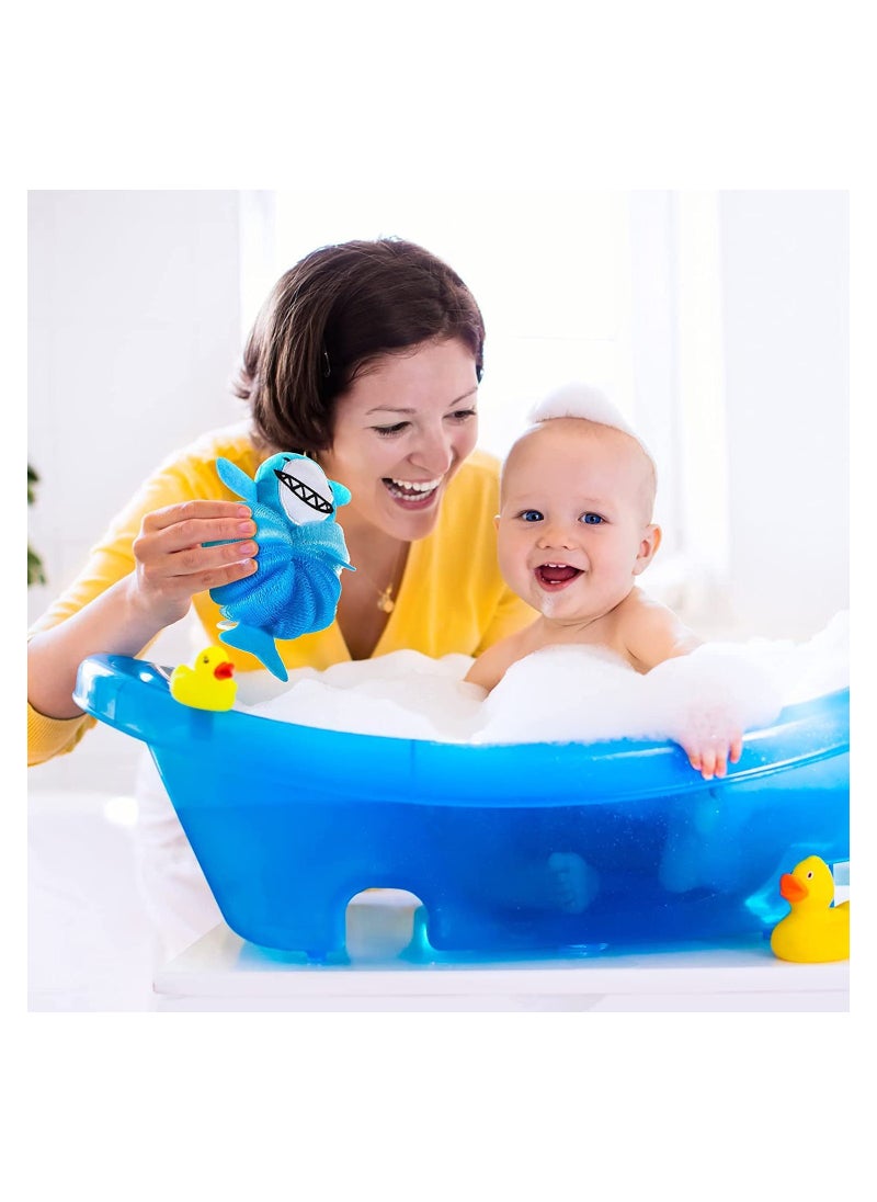 SYOSI - Animal Bath Loofahs Kids Body Cartoon Shower Cute Sponges Pouf Scrubbers Mesh Loofah for Children Baby Washing Exfoliating 2 Pcs - Image 1
