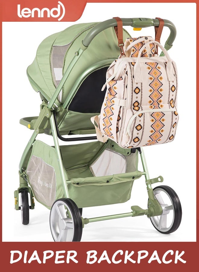 LENND Travel Baby Bag, Diaper Bag Backpack,Travel Baby Bag with Stroller Strap,Travel Backpack Purses Western Multi-Function Baby Bags for Mom with Waterproof Insulated Pockets - Image 4