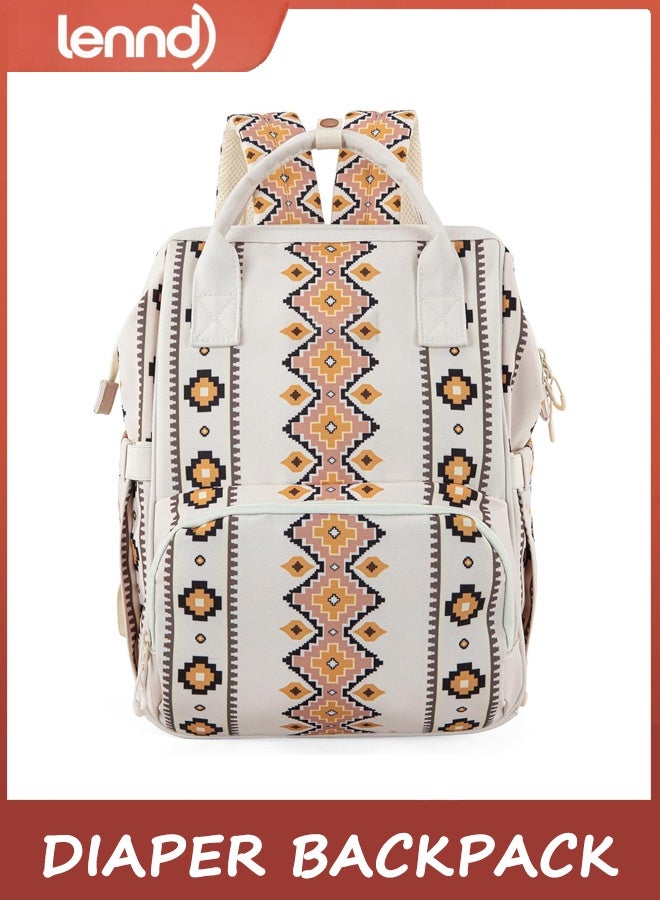 LENND Travel Baby Bag, Diaper Bag Backpack,Travel Baby Bag with Stroller Strap,Travel Backpack Purses Western Multi-Function Baby Bags for Mom with Waterproof Insulated Pockets - Image 1