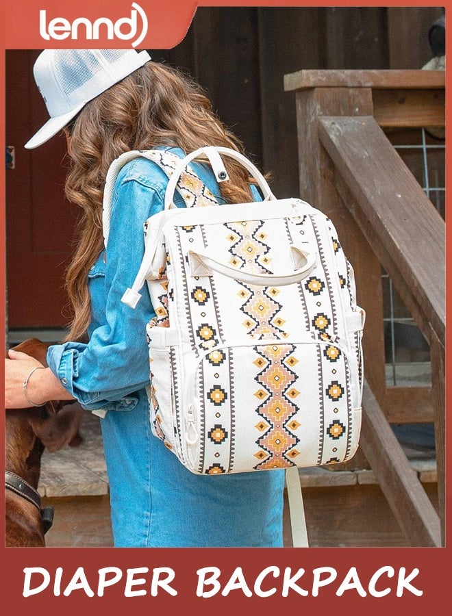 LENND Travel Baby Bag, Diaper Bag Backpack,Travel Baby Bag with Stroller Strap,Travel Backpack Purses Western Multi-Function Baby Bags for Mom with Waterproof Insulated Pockets - Image 2