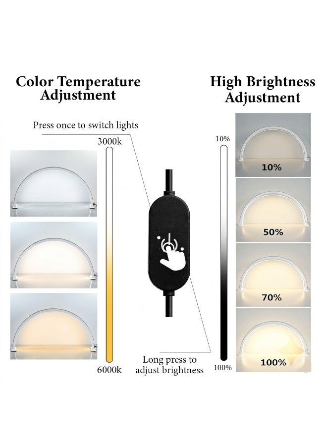 Professional Half Moon LED Desktop Beauty Lamp - Adjustable Brightness & Color Temperature for Nail Salon, Lash Tech and Makeup Artists - Image 3