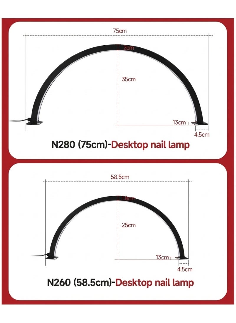 Professional Half Moon LED Desktop Beauty Lamp - Adjustable Brightness & Color Temperature for Nail Salon, Lash Tech and Makeup Artists - Image 5