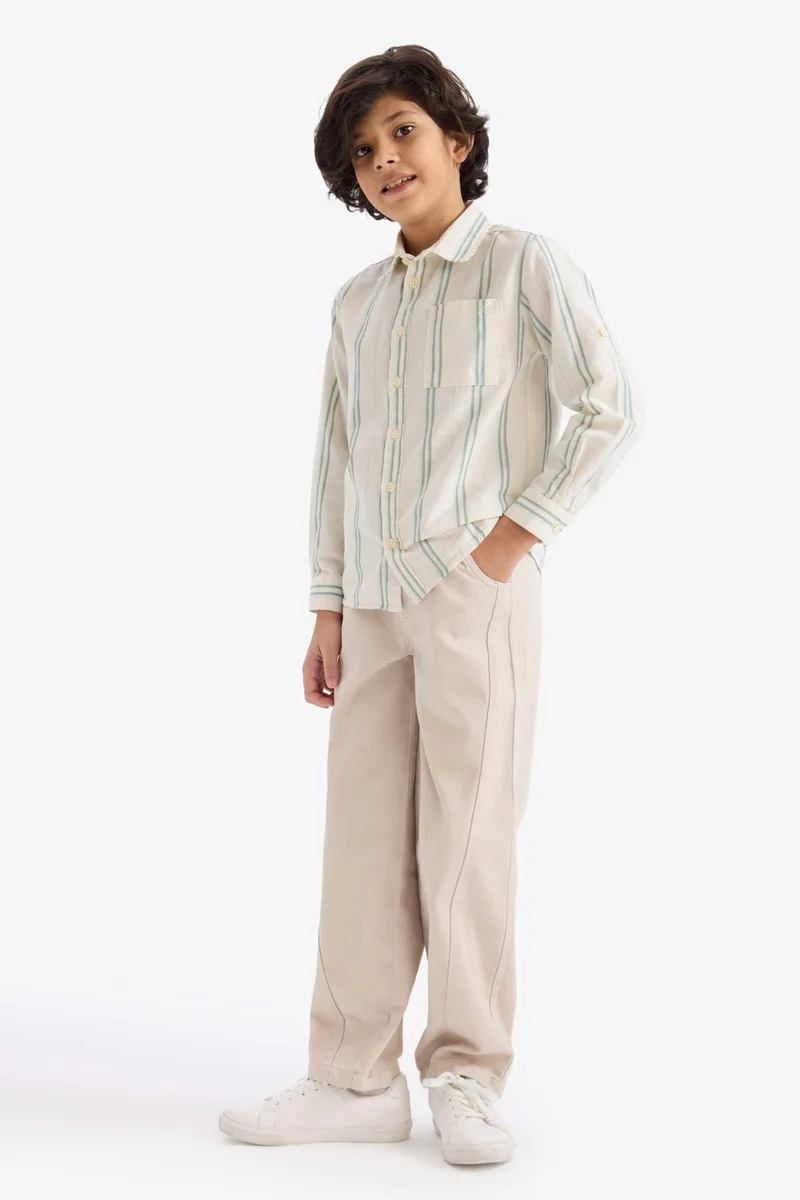 DeFacto Boy Barrel Fit Straight Leg Gabardine Trousers