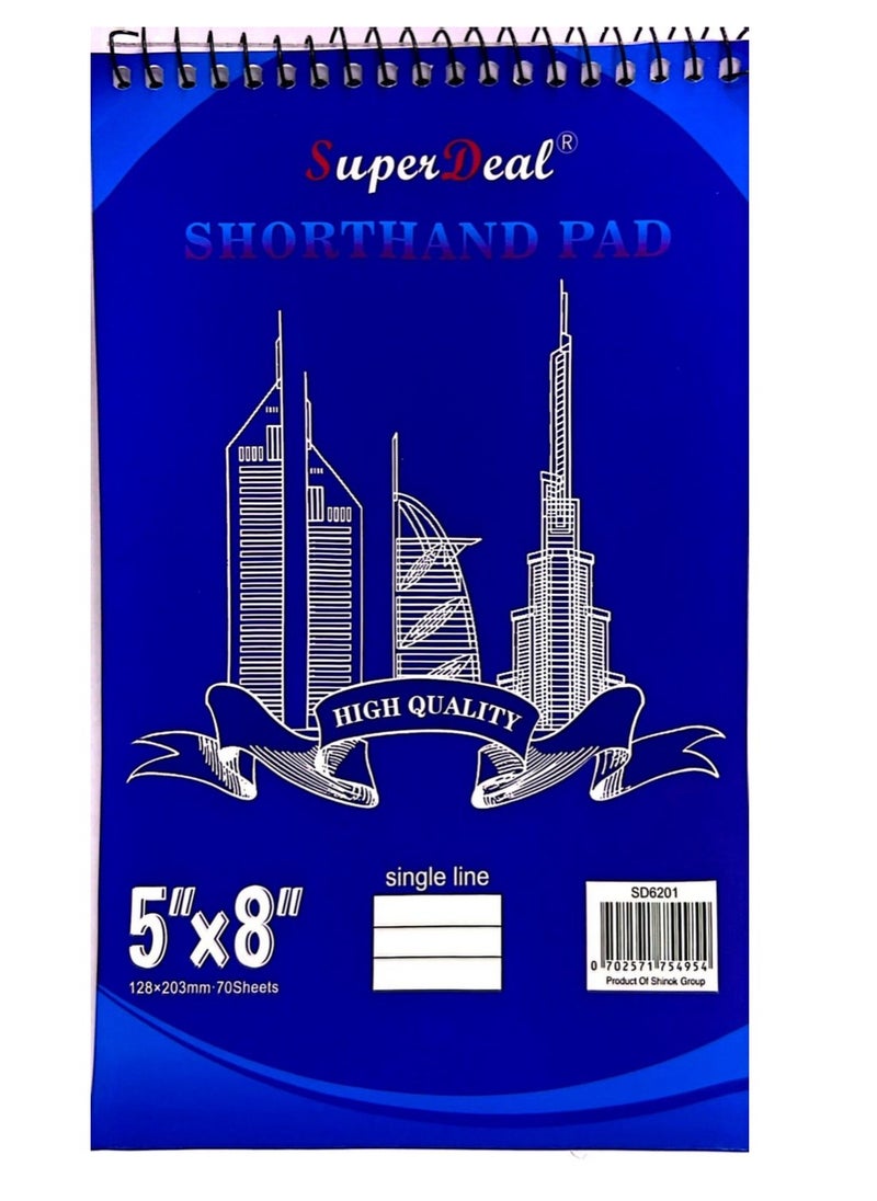 SUPER DEAL 6-Piece 70sheets Single Line 5×8 Shorthand Notebook Set White Color  - Image 1