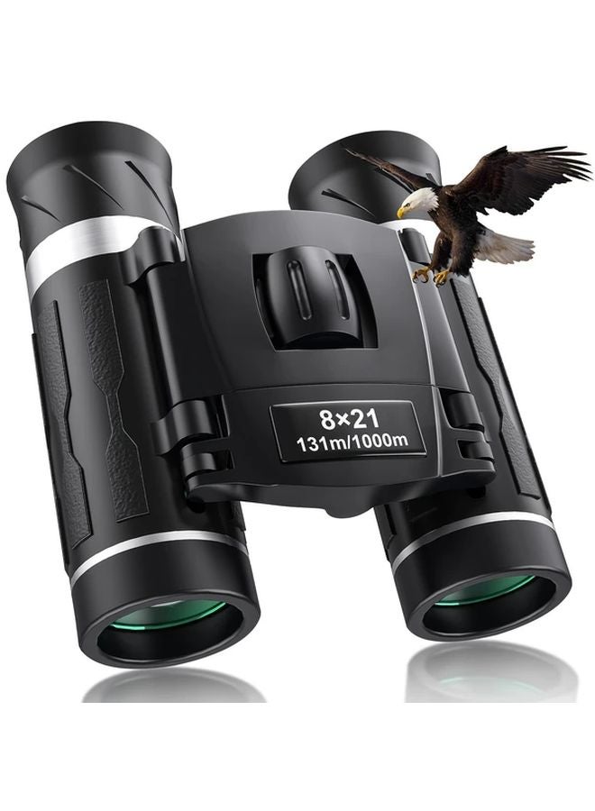 Black 8x21 HD Binoculars 1000m Range Portable Folding for Outdoor Travel Bird Watching - Image 1