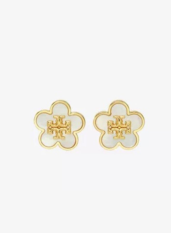 Tory Women's floral earrings, stud earrings, double T classic logo, exquisite and small temperament - Image 3