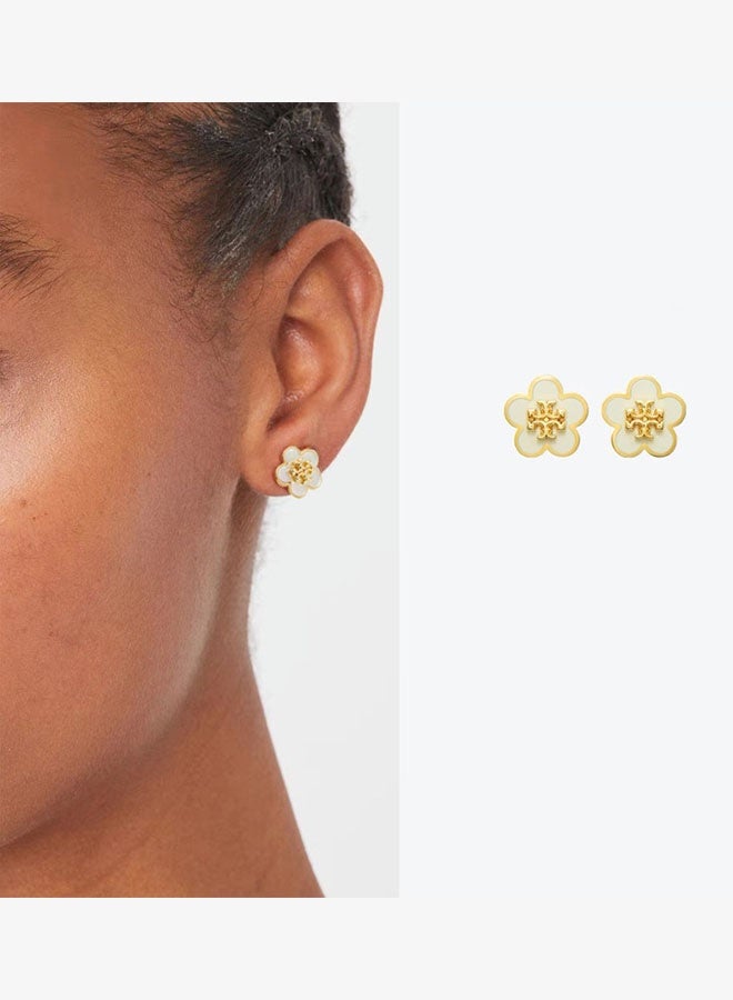 Tory Women's floral earrings, stud earrings, double T classic logo, exquisite and small temperament - Image 1